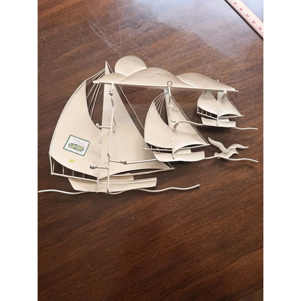 Vintage Metal Sailboat Wall Art Coastal Nautical Beach Decor Sailing Wall Hang